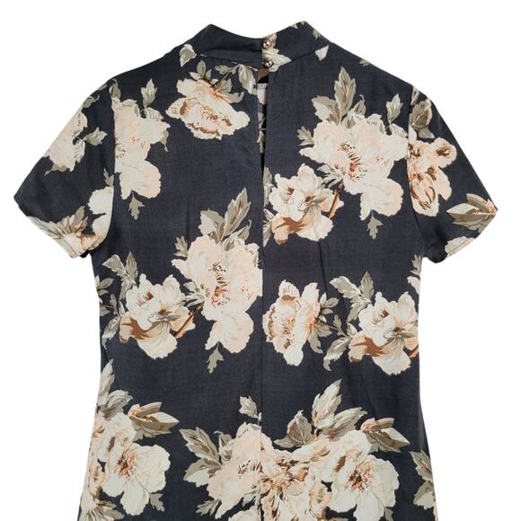 Pink Sophie Women's Small Floral Print Short Sleeve Mock Neck Sheath‎ Dress - Picture 4 of 6